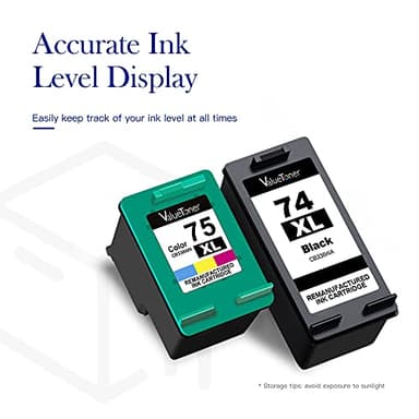 Valuetoner Remanufactured Ink Cartridge Replacement for HP 74 75 Ink Cartridges Combo Pack 74XL 75XL for DeskJet D4260 Photosmart C4280 C4300 C4400 C4500 OfficeJet J5788 J6480 Printer (Black, Color) - Image 4