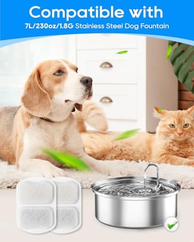 Cunina 4 Set Dog Water Bowl Filters, Dog Water Filter Replacement, Dog Water Filter Replacement Compatible with oneisall 7L/230oz/1.8G Stainless Steel Dog Water Fountain - Image 2