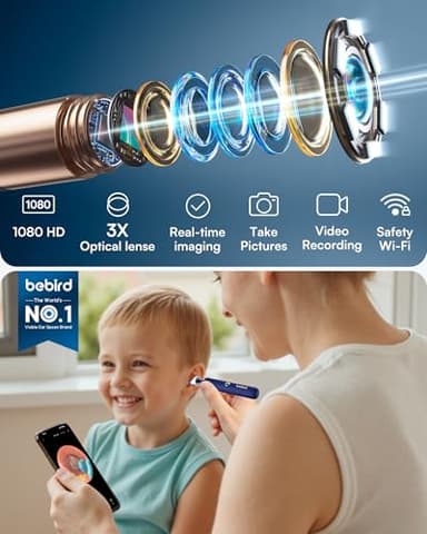 BEBIRD Flexible Ear Wax Removal Tool Camera, FSA HSA Eligible Items, Wireless Smart Visual Ear Cleaning Kit with 13-Piece Tips, HD Camera Ear Otoscope with Tweezers, Earsight Plus B31R Earwax Cleaner - Image 2
