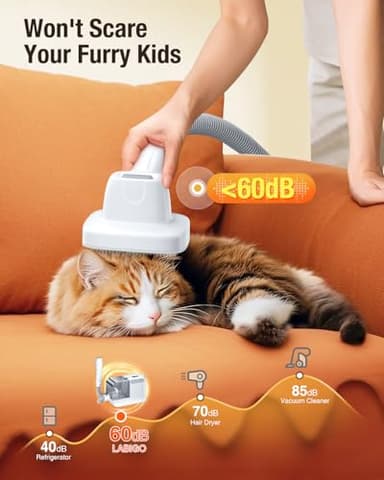 LABIGO Dog Grooming Vacuum, 12000Pa Dog Hair Vacuum with Pet Clipper, 1.8L Pet Grooming Vacuum for Shedding Grooming Trimming, 3 Suction Modes Grooming Kit with 4 Grooming Tools for Dogs Cats - Image 6