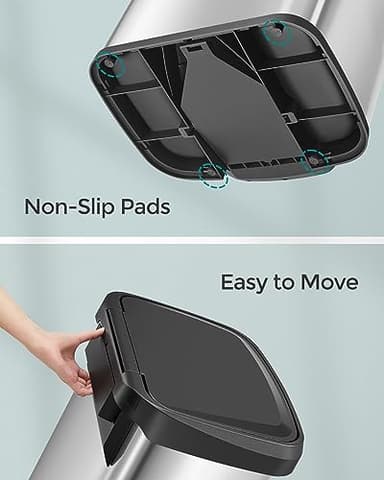 SONGMICS Kitchen Trash Can, 13 Gallon (50 L) Stainless Steel Garbage Can, with Stay-Open Lid and Step-on Pedal, Soft Closure, Tall, Large and Space-Saving, Silver and Black ULTB530E50 - Image 10