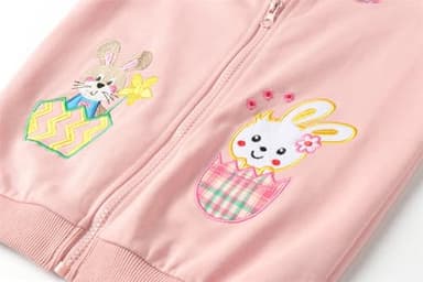 Mud Kingdom Toddler Boys Girls Vests Zipper Outerwear Cute Cartoon Embroidery Easter Spring Autumn Rabbit Pink 3T - Image 6