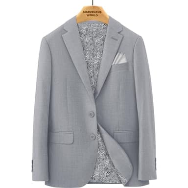 Marvelous World Boys Suits Light Gray Slim Fit Size 10 Formal Suits for Kids Toddler Tuxedos Dresswear Ring Bearer Outfit Boys' Wedding Suits Set Dress Clothes Teen Youth 5-Piece Adjustable Waist - Image 6