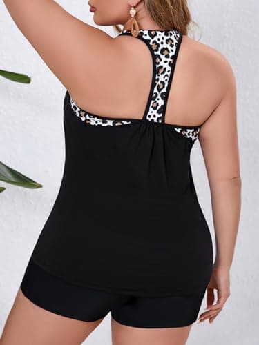 Summer Mae Plus Size Tankini Swimsuits for Women Two Piece Athletic Bathing Suit with Sports Bra Tummy Control Swimwear Leopard Print 24 Plus - Image 2