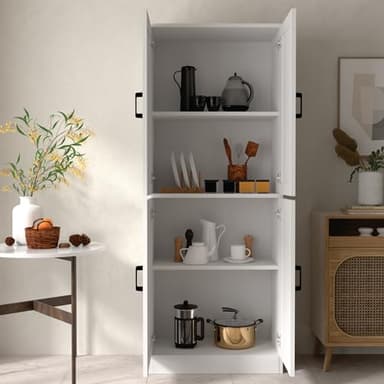 DIYART White Kitchen Pantry, 71" Tall Cabinet with Doors, Hutch with Storage for Dining Room - Image 5