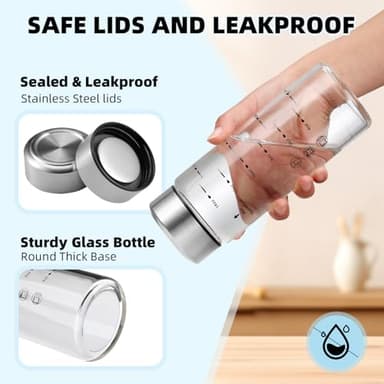 Glass Juice Bottles 4 Pack 16 oz - Wide Mouth Glass Water Bottles with Lids - Borosilicate,Stainless Steel Lids for Juicing, Smoothies, Infused Water, Beverage Storage, Leakproof, Reusable, BPA Free - Image 4