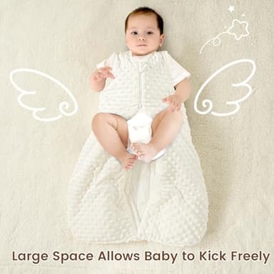 david's kids Fleece Baby Sleep Sack 6-12 Months, 2.5 Tog Minky Warm Winter Baby Wearable Blanket with Plush Dots and 2-Way Zipper, Cotton Inner Lining Sleeping Bags for Boys Girls, Medium Size, Cream - Image 6