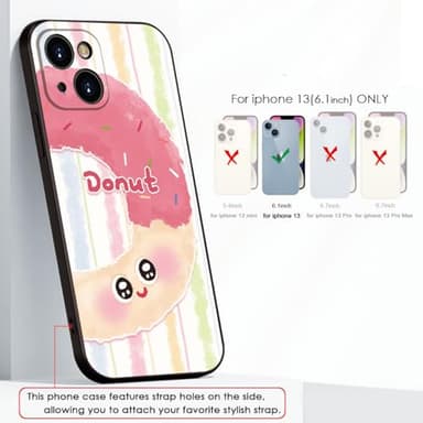 ZGKTWX Donut Pattern Phone Case for iPhone 13 - Pink Frosting with Colorful Sprinkles, Soft Cute Protective Cover for Girls & Women (B1-Cartoon Cute Donut) - Image 3