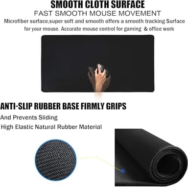 Gaming Mouse Pad, Large Mouse Pads Waterproof Extra Large Big Mouse Pad with Stitched Edge, XXXL Non-Slip Black Computer Mousepad Desk Mat for Gamer, Office & Home, Black - Image 3