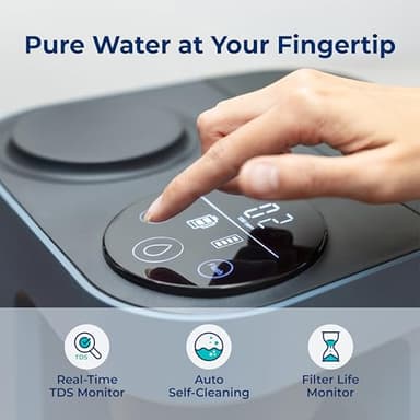 Bluevua RO100ROPOT-LITE Countertop Reverse Osmosis Water Filter System, 5 Stage Purification, 3:1 Pure to Drain, Portable Water Purifier (No Installation Required) (Blue) - Image 4