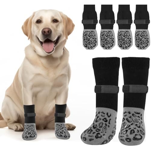 PICK FOR LIFE Non Slip Dog Socks with Grippers Prevent from Licking Paws,Anti-Slip Dogs Grip Socks for Senior Dogs on Hardwood Floor(Grey,2Pairs,L) - Image 1