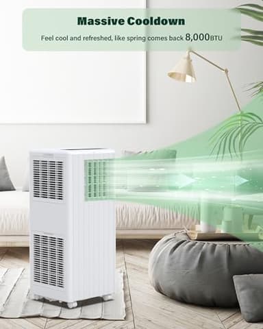 GAOMON Portable Air Conditioners, 8000 BTU Air Conditioner Portable for Room up to 350 Sq. Ft. with Remote Control, White - Image 3