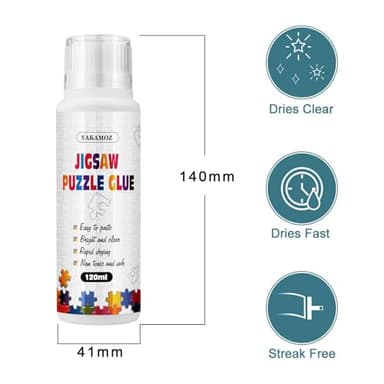 YAKAMOZ Jigsaw Puzzle Glue with Sponge Head for Adults Clear Water-Soluble Craft Puzzle Glue Quick Dry for 1000/1500/3000 Pieces of Puzzle,120ML - Image 7