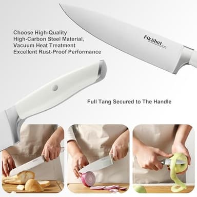 Knives Set for Kitchen, FIKSHOT 14PCS Kitchen Knife Set with Block, High Carbon Stainless Steel Full Tang Knife Sets Razor-Sharp Blade Professional Chef's Knife for Housewarming (WHITE) - Image 2