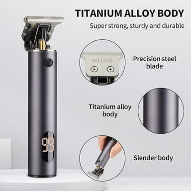 HILYC Hair Clippers for Men, Beard Trimmer Zero Gapped Cordless Hair Trimmer Mens Hair Clippers Shaver Edgers Clippers Grooming Kit with Guide Combs Gifts for Men - Image 4