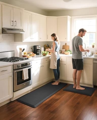 Ophanie Kitchen Mats for Floor, 3/4 Inch Thick Kitchen Rugs, 24 x 70 Anti Fatigue Standing Cushioned Mat, Waterproof,Comfort Ergonomic Mat for Office, Home, Sink, Black Non-Slip Bottom - Image 7