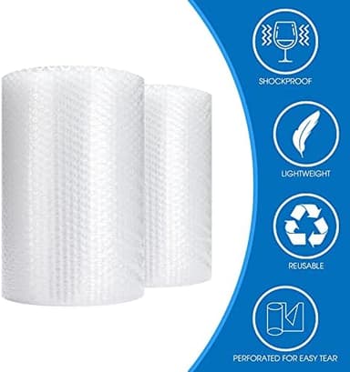 Bubble Cushioning Wrap Roll, Sumono 12 Inch x 72 Feet Total [2 Rolls of 36 Feet] Bubble Roll Perforated 12 Inch Included 20 Fragile Sticker Label - Image 4