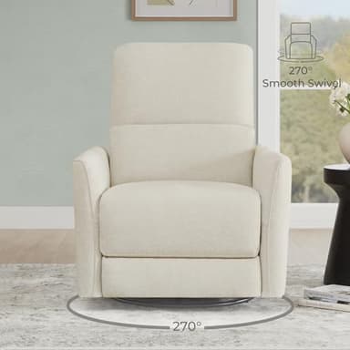 CHITA Power Recliner Chair Swivel Glider, FSC Certified Upholstered Living Room Nursery Reclining Sofa Chair with Lumbar Support, Linen - Image 3