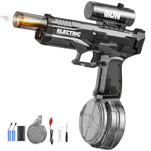 Electric Water Gun with Muzzle Light,Automatic Water Gun Blaster,Squirt Gun Range 23-32 FT,Outdoor Party Summer Water Shooting Game Toy with 2 Batteries,Ideal Watergun Easter Gift for Kids & Youths. - Image 1