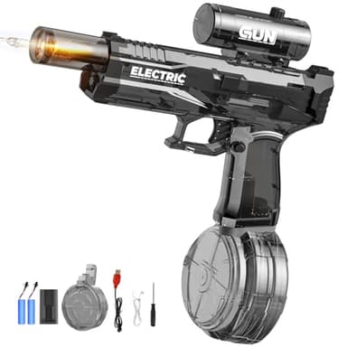 Electric Water Gun with Muzzle Light,Automatic Water Gun Blaster,Squirt Gun Range 23-32 FT,Outdoor Party Summer Water Shooting Game Toy with 2 Batteries,Ideal Watergun Easter Gift for Kids & Youths. - Image 1