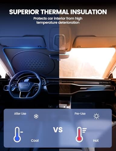 Lamicall Car Windshield Sun Shade – 4-Layer Reflective 240T Sun & UV Reflective Windshield Cover Sun Shade | Easy Install, Foldable | 64"x34" Windshield Cover for Medium Sedan, SUV - Image 3