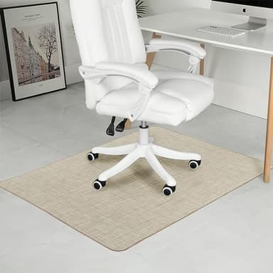 Chair Mat for Hardwood Floor, 47" x 52" Heavy Duty Office Chair Mat for Rolling Chairs, Anti Slip, Non-Curve, Floor Protector for Home Office, Beige Linen - Image 2