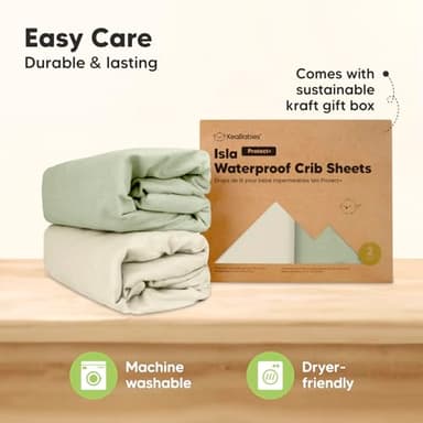 2-Pack Waterproof Baby Crib Sheets for Boys, Girls - 52x28 Viscose Derived from Bamboo Toddler Bed Sheet Neutral, Fitted Crib Mattress Protector Cover for Baby Bedding, Soft & Gentle (Avocado) - Image 8