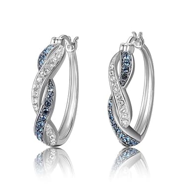 Amazon Essentials .925 Sterling Silver Rhodium Plated Crystal Twisted Hoop Earrings for Women, Hypoallergenic Nickel-Free, Lightweight Hoops with Click Post Closure - Image 2
