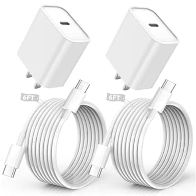 iPhone 16/15 Charger, USB C Charger, 2-Pack 20W Type C Fast Wall Charge Power Adapter, 6FT 60W USB-C to C Cable for iPhone 16/15 Pro/15 Pro Max, iPad Pro 12.9/11 inch, New iPad Air 5/4th, AirPods Pro - Image 1