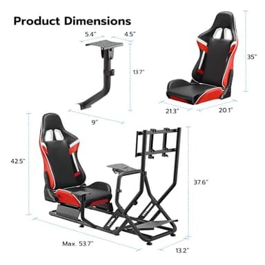 ARES WING Racing Simulator Cockpit with Monitor Mount and Seat, Formula and GT Sim Racing Cockpit Compatible with Fanatec, Thrustmaster, Logitech, Moza Racing Games on PS5, PS4, Xbox and PC - Image 8