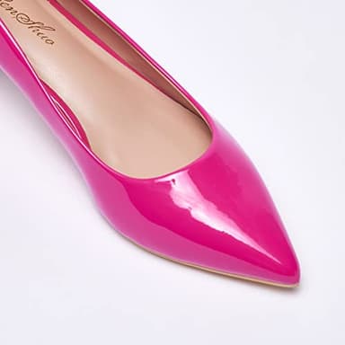 GENSHUO Womens Kitten Heels,Classic 2 Inch Low Heel Pumps Slip On Closed Pointed Toe Pumps Office Work Dress Pump Shoes Fuchsia Patent Size 8 - Image 4