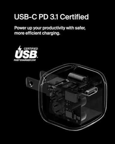 Belkin USB C Charger Block 20W, Fast Charging Block, Type C Wall Charger, Compatible w/Apple iPhone 17, Air, Pro, AirPods, Apple Watch, Samsung Galaxy S25, Google Pixel 10, iPad, AirPods, etc - White - Image 5