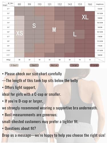 Danysu V Neck Racerback Tank Top for Women with Built in Bra Ribbed Long Tank Fitted Basic Cami Tops Black S - Image 6