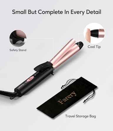 FARERY Ceramic Mini Hair Curler for Short Hair, 3/4 Inch, Dual Voltage, Travel Size with Keratin & Argan Oil Infused, Curling Iron with Storage Bag - Image 6