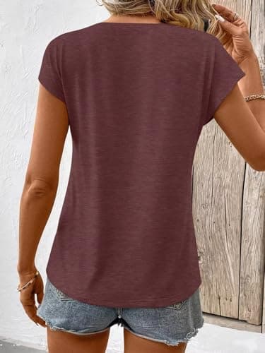 Bliwov 3 Pack Womens Cap Sleeve Tops V Neck T Shirts Summer Fall Outfits Plus Size Beach Vacation Fashion Tee Workout Clothes - Image 2