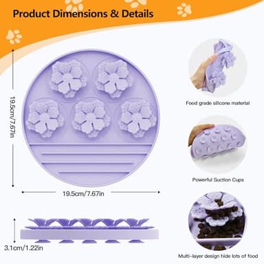 AWINNER Slow Feeder Dog Bowl Make Mealtime Fun and Healthy with - Reduce Overeating and Aid Digestion Cat Lick Mat (Purple) - Image 2