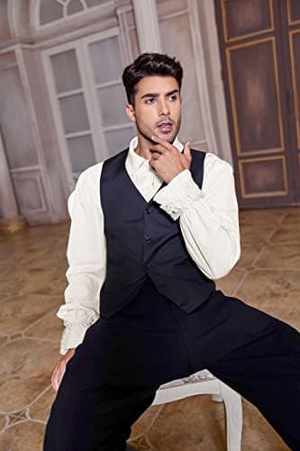 Bbalizko Mens Pirate Shirt Ruffle Victorian Renaissance Steampunk Vampire Poet Shirts Gothic Medieval Costume - Image 4