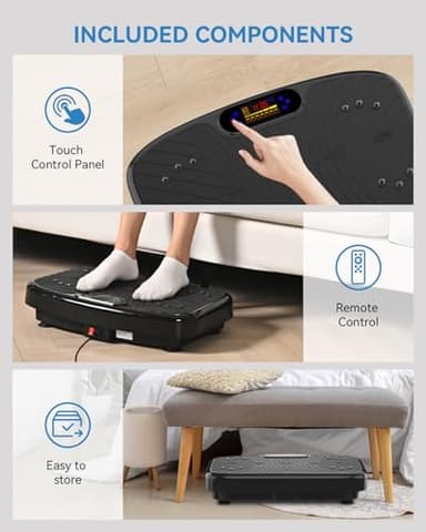 Vibration Plate Exercise Machine, Vibration Plate Platform for Lymphatic Drainage, 200 Adjustable Speeds Power Shaping Vibrating Plate Helps Weight Loss, Shaping, Max Weight 450 Lbs(Black) - Image 7