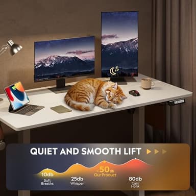 DEVAISE 48 Inch Electric Standing Desk, 3 Adjustable Height Stand up Desk for Home Office, Ergonomic Sit to Stand Desk with LED Touchscreen，Headphone Hook, 3 Memory Preset Computer Desk (White) - Image 6