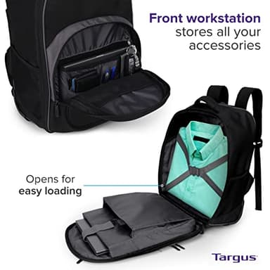 Targus 16 Inch Compact Rolling Backpack, Black - Wheeled Travel Bag with Removable Protective Laptop Sleeve, Fits Laptops Up to 16” and MacBook Pros up to 17” (TSB750US) - Image 5