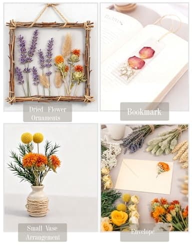 DIY Natural Dried Flower Set, Bulk Dried Flowers for Vase, Dried Flowers with Stems, Dried Roses, Mini Dried Flower Bouquets.(Brown) - Image 8