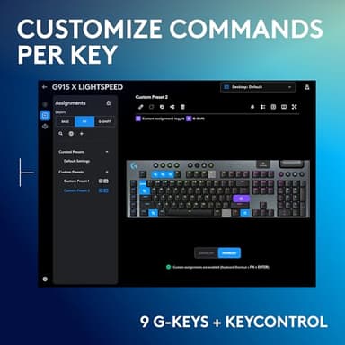 Logitech G915 X Lightspeed Wireless Mechanical Gaming Keyboard, Double-Shot PBT Keycaps, Fully Programmable Keys, RGB Backlit Mac/PC Gaming Keyboards, Aluminum Finish, GL Clicky Switches, Black - Image 4