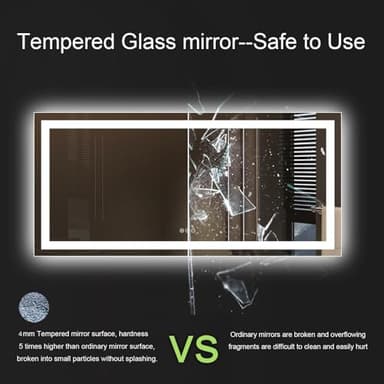 Amorho LED Bathroom Mirror 60'' X36'' with Front and Backlight, Large Dimmable Wall Mirrors with Anti-Fog, Shatter-Proof, Memory, 3 Colors, Double LED Vanity Mirror - Image 7