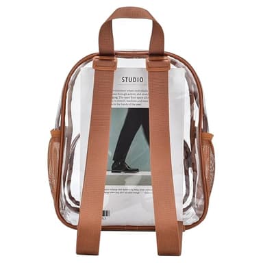Busiuw Clear Backpack for Stadium Events 12x12x6 with Front Pocket for Concert Sport Fashion Women Backpack Events Work Travel(Coffee brown) - Image 3