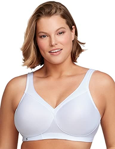 Glamorise Full Figure Plus Size MagicLift Seamless Sports Bra Wirefree #1006 White - Image 1