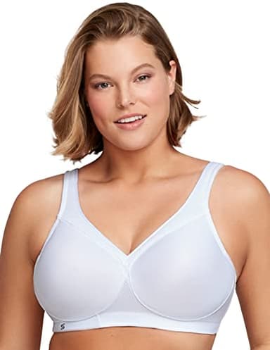 Glamorise Full Figure Plus Size MagicLift Seamless Sports Bra Wirefree #1006 White - Image 1