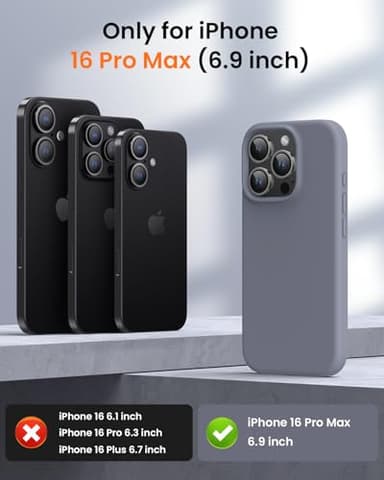 OuXul Designed for iPhone 16 Pro Max Case 6.9"- Slim Liquid Silicone Cover with [Soft Anti-Scratch Microfiber Lining], Shockproof 3-Layer Full Protection (Lavender Gray) - Image 6