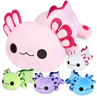 KMUYSL Axolotl Plush Toys for Ages 0 1 2 3 4 5 6 7 8+ Year Old Boys Girls- Axolotl Mommy Stuffed Animal with 4 Baby Axolotls in Her Tummy, Christmas Birthday Gifts for Baby, Toddler, Kids - Image 1