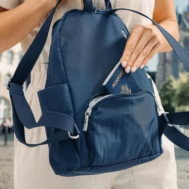 Securtex® Anti-theft Vacation Travel Backpack 10x13" Slash-Resistant Nylon Daypack w/RFID, Black - Image 8