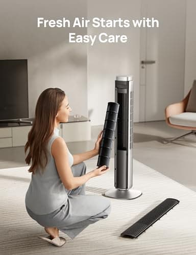 Dreo Tower Fan for Bedroom, 90° Oscillating Standing Fan with 40ft Far Airflow, 25dB Ultra Quiet DC Motor, 28ft/s Velocity, 12 Speeds, 42 inch, Smart Control, 4 Modes, 12H Timer, Pilot Pro S - Image 6